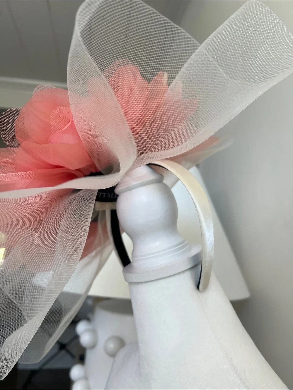 Whittall & Shon Coral fascinator Floral Tulle Headpiece posy